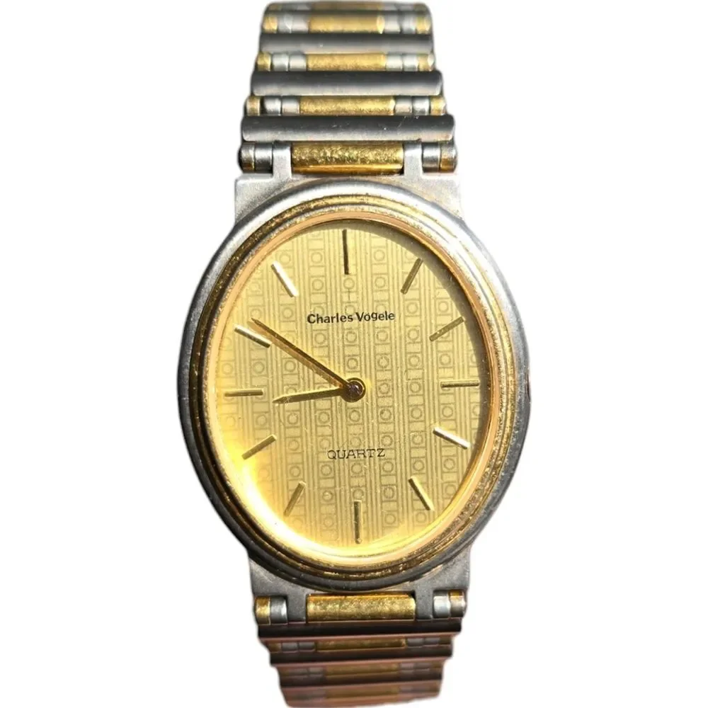 Vintage Charles Vögele Watch Two Tone Quartz Movement Stainless Steel Unisex